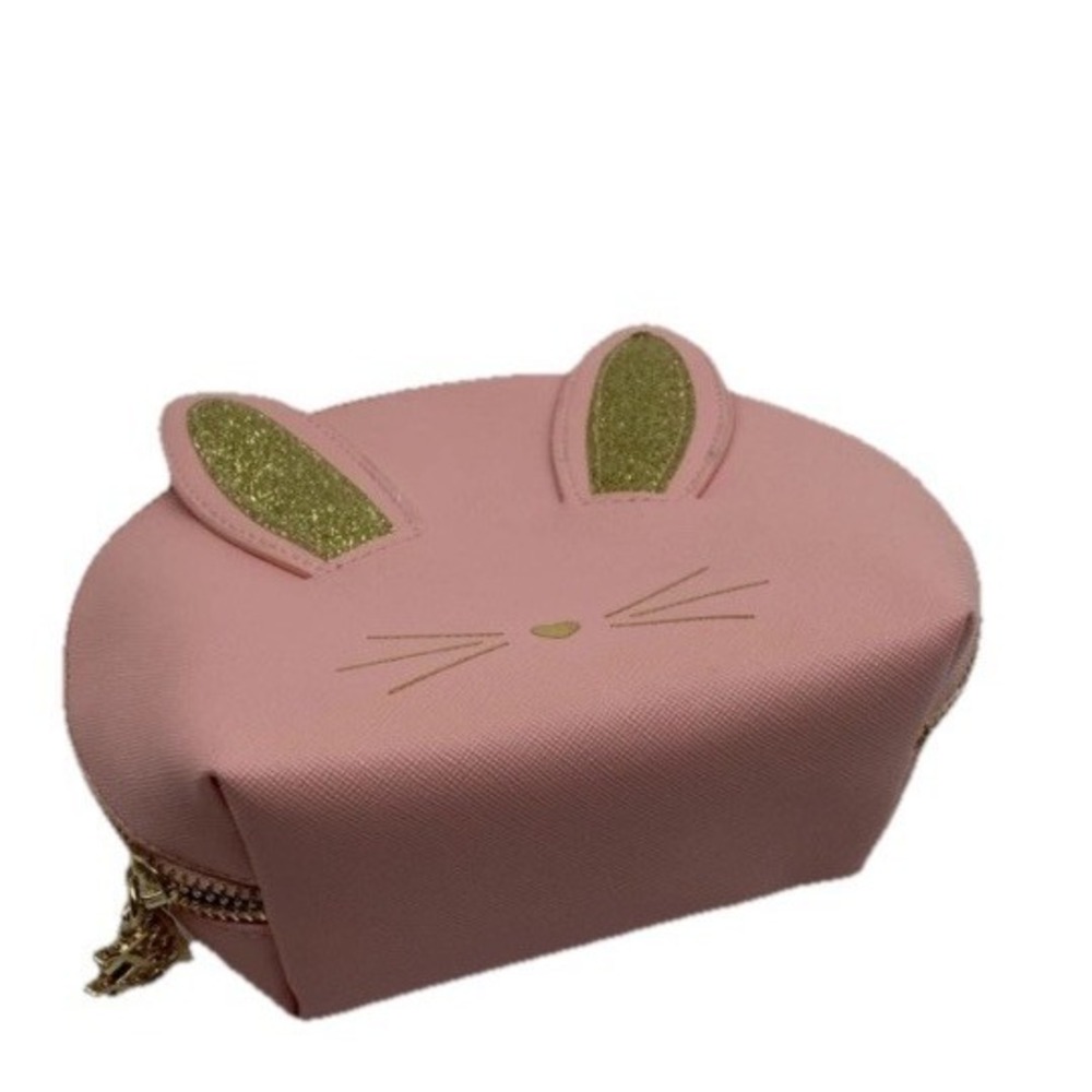 Too Faced Bunny Makeup Pouch Pink Zipper Clutch Bag No Tags